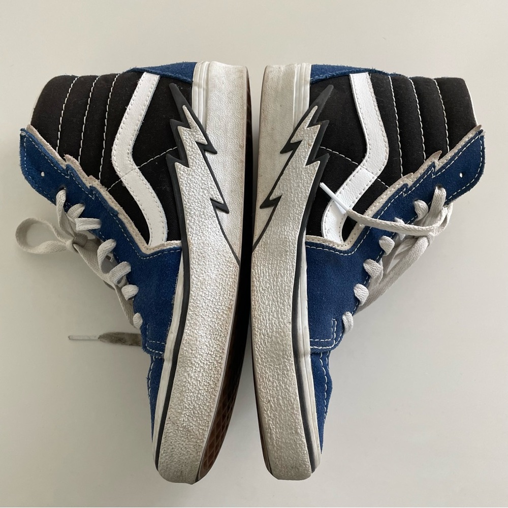 Vans Blue and Black High-Top Sneakers with Lightning Bolt Detail Womens Size 7